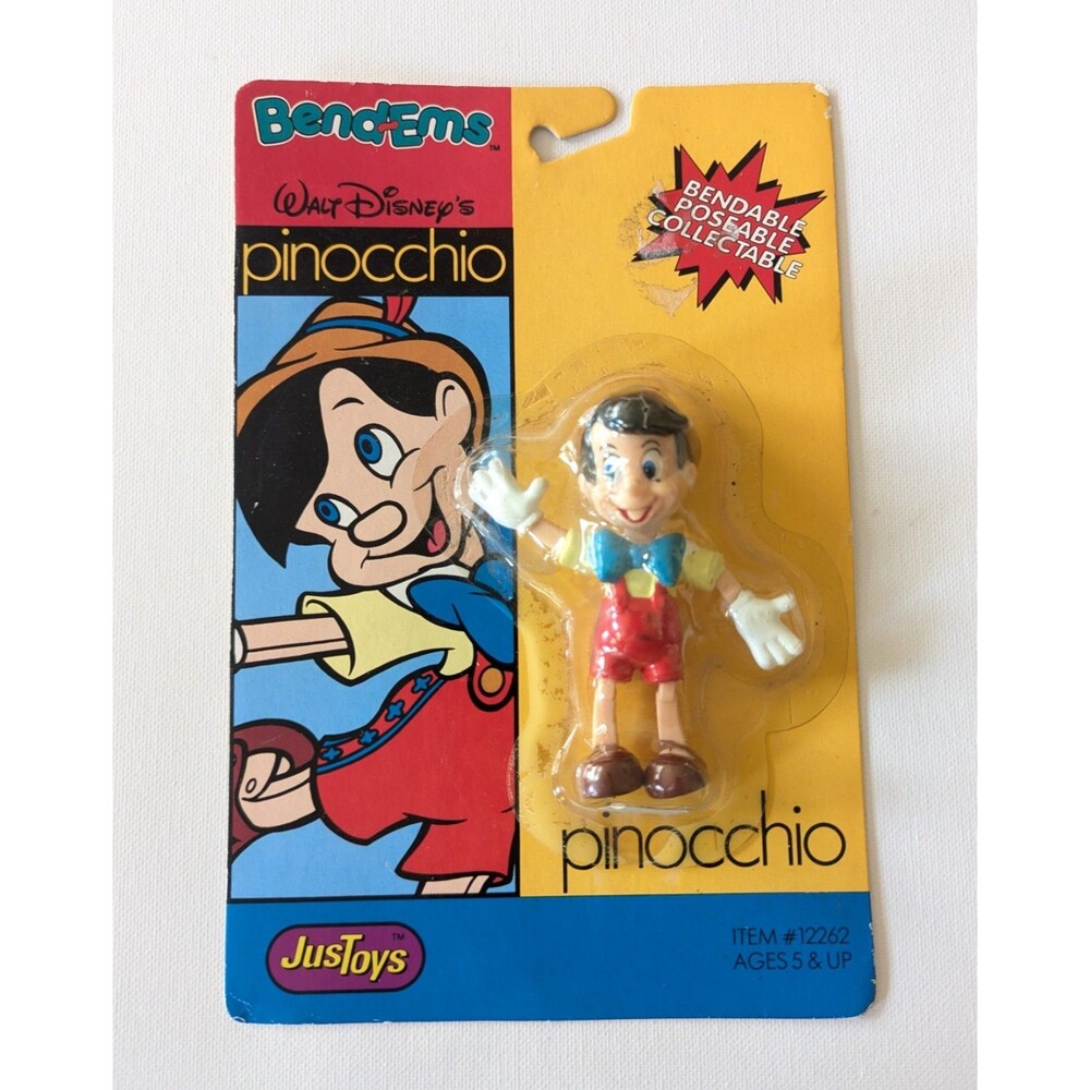 Vintage Disney Justoys Pinocchio Pinocchio Bendable Bend-Ems Figure In Package